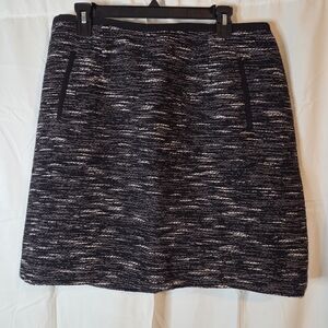 NWT Talbots Black and White Tweed Wool Blend Straight Mini Skirt Size 14WP